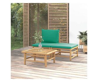 Zld prnkkal elltott, 3 rszes bambusz kerti btor szett