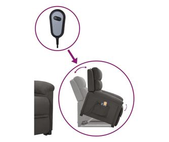 Masazni fotelj z nagibom in dvigom, temno siva, tekstil