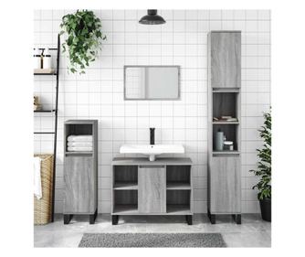 Fürdőszobai szekrény, szürke sonoma, 80x33x60 cm, kompozit fa