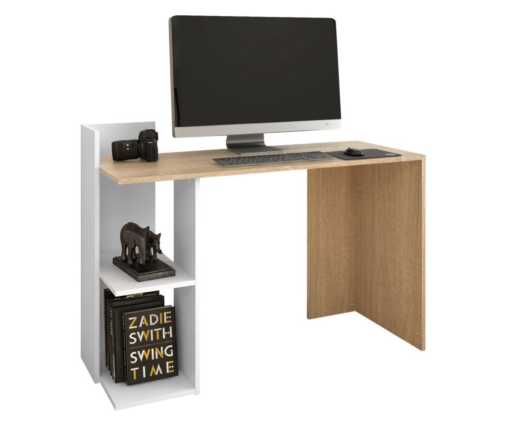 Zino íróasztal, Sonoma tölgy és fehér, 120x52x87,5 cm