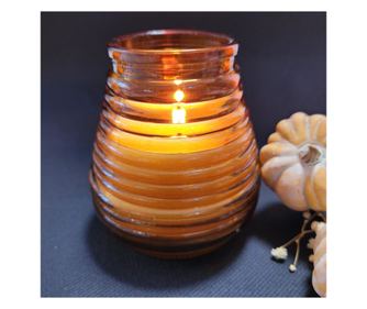 Sveča v oranžnem steklenem kozarcu - Flairlight / 9,5 x 10 cm / 1 kos