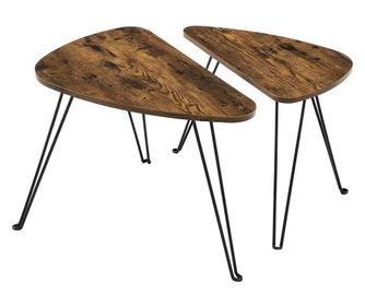 Valora Stolovi za kavu, Set od 2, Rustikalni smeđi čelični stolići za dnevni boravak x2