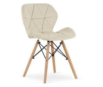 Καρέκλες Valora WAKO Μπεζ Βελούδινες με Πόδια από Ξύλο Οξιάς x2