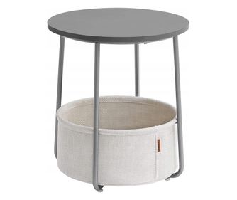 Valora kerek dohányzóasztal kosárral, szürke | kompakt és modern