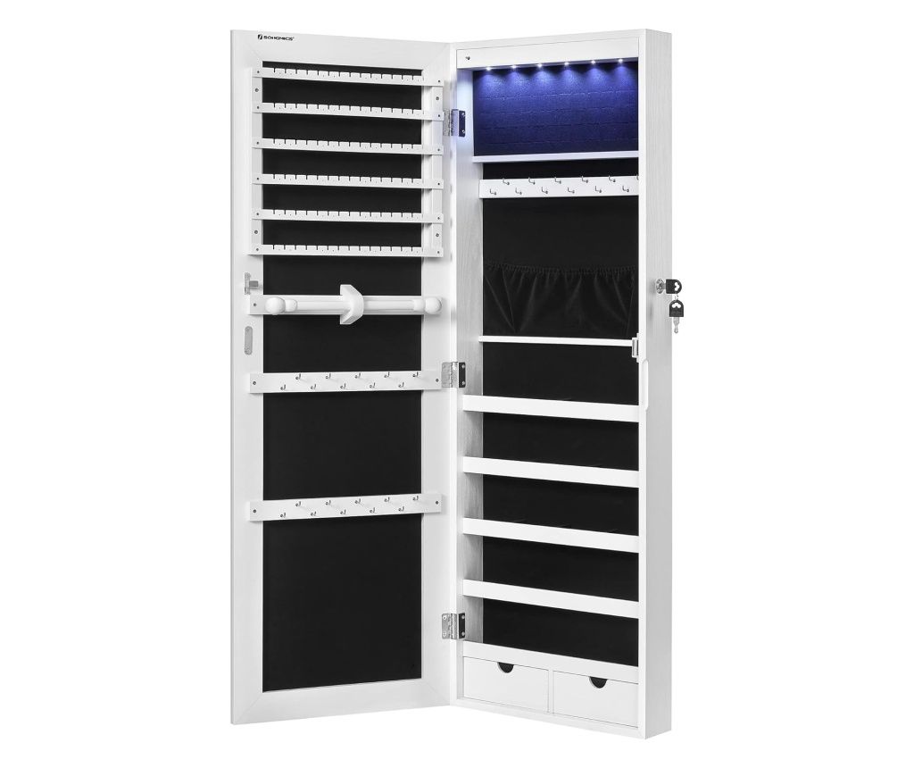 Valora TÜKÖRÖS ÉKSZERSZEKRÉNY JJC99WT Fali Függesztett Fehér Bársony Belső