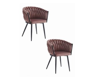 Καρέκλα Valora MAYAN Σκούρο Ροζ Βελούδο με Μαύρα Πόδια x2