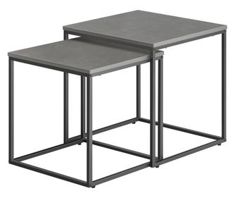 Σετ 2 Τραπεζιών σαλονιού Valora | Επιφάνεια από σκυρόδεμα με μαύρο ατσάλινο σκελετό