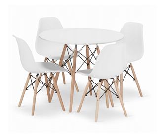 Valora KOVA 90 bela okrogla jedilna miza s 4 stoli OSAKA