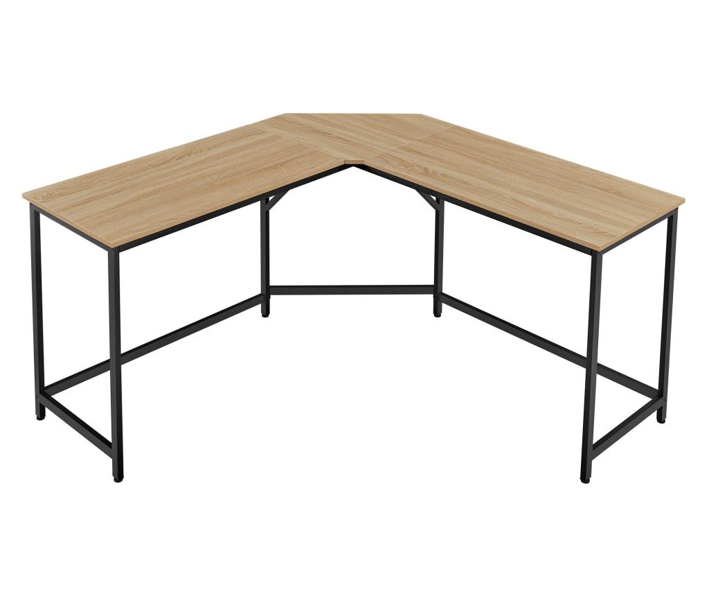 Valora sarok számítógépasztal – Sonoma tölgyfa, fekete acél vázzal 149x149