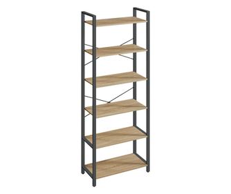 Valora KÖNYVESPOLC SONOMA 6 polcos, forgácslapból készült acél könyvespolc nappaliba