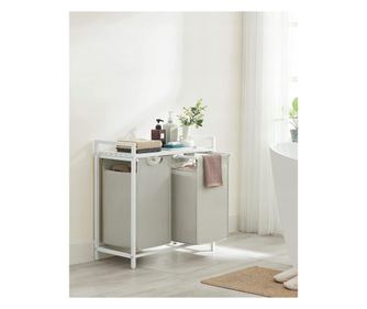 Koš na prádlo Valora se 2 koši, bílý, 92 l, do koupelny