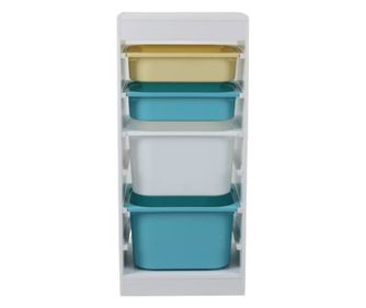 GINGER HOME Dulap pentru copii, raft pentru jucării cu 4 cutii de depozitare, alb