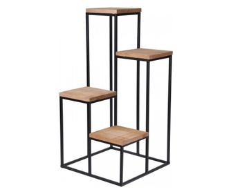 Suport ghivece Quattro, metal, lemn, 34x34x67 cm-HX9100300