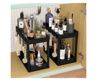 Mosogató alá helyezhető 2 szintes rendszerező állvány 2db, fekete