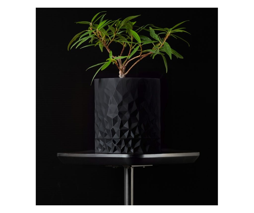 Ghiveci de flori 3d Diamond Premium rotund 10.5 x 11.5 cm, Culoare Antracit