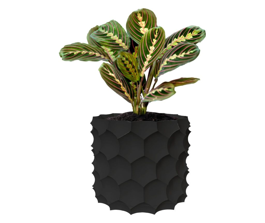 Ghiveci de flori 3d, Razorix , rotund 11 x 10 cm, Culoare Antracit