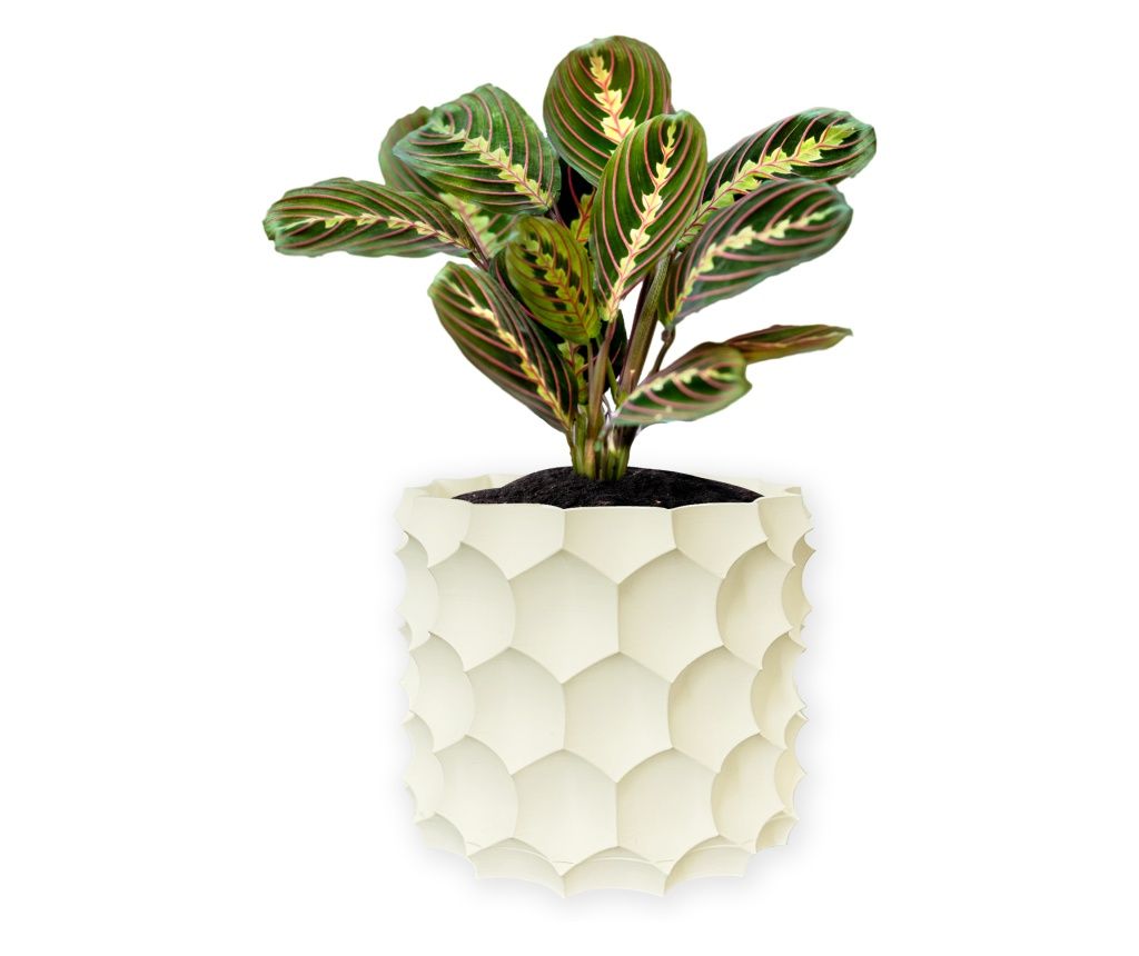 Ghiveci de flori 3d, Razorix , rotund 11 x 10 cm, Culoare Аlb