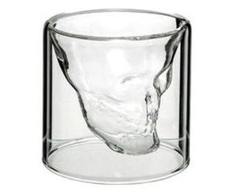 Koponya Shot Pohár Szett, 4 darabos, Üveg, 80 ml