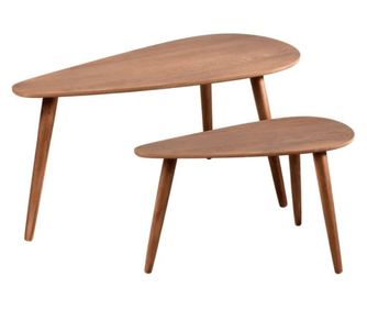 Комплект от 2 масички за кафе – орехово покритие – 80x40xH40 см и 60x30xH35 см