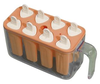 Forme de inghetata, Cyrax, 8 Forme din Silicon, Forma pentru Inghetata din si Sucuri Ghetate, 13 x 10 x 6.5 cm, Portocaliu