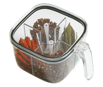 Cutie Depozitare Alimente, Cyrax, din Plastic/Silicon, 20 x 10 x 10 cm, 5 Compartimente, Alb/Verde