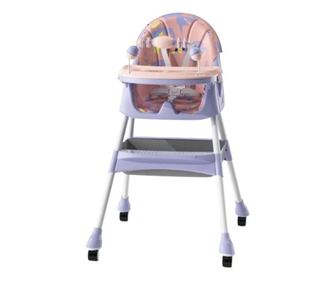 Scaun de Masa 2in1, Cyrax, pentru Copii de la 6 luni - 5 Ani, Inaltime Reglabila, Centura in 5 Puncte, Tava de Masa, Roti cu Fra