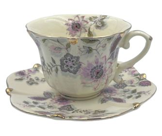 Serviciu Portelan Vintage 2 Cesti si farfurii, Flowers