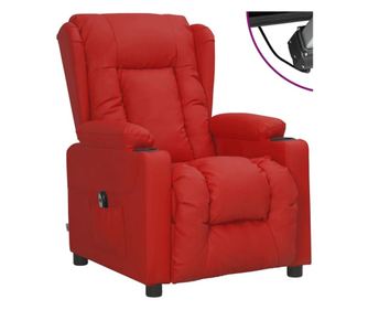 Električni zložljiv naslonjač, vino rdeča, ekološka usnja