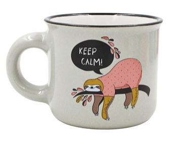 Nekupto šalica za espresso kavu 80 ml, keramička, siva, lazy KEEP CALM print