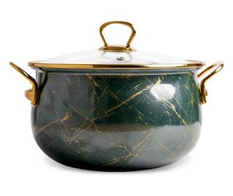 Γλάστρα Goldmann GM 8017-20G, 4l, 20x13 cm, Σμαλτωμένο, Επαγωγικό, Γυάλινο καπάκι, Σμαραγδί πράσινο