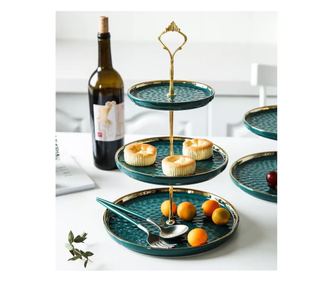 Platou Portelan Supraetajat pentru Candy Bar, 3 niveluri Verde