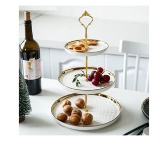 Platou Portelan Supraetajat pentru Candy Bar, 3 niveluri Alb