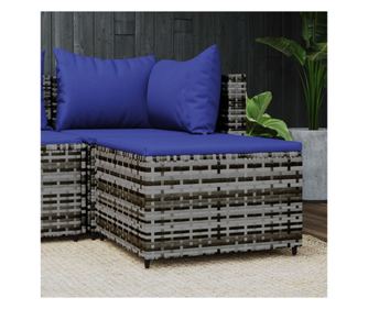 Vrtna tabure s jastukom, siva, poli ratan