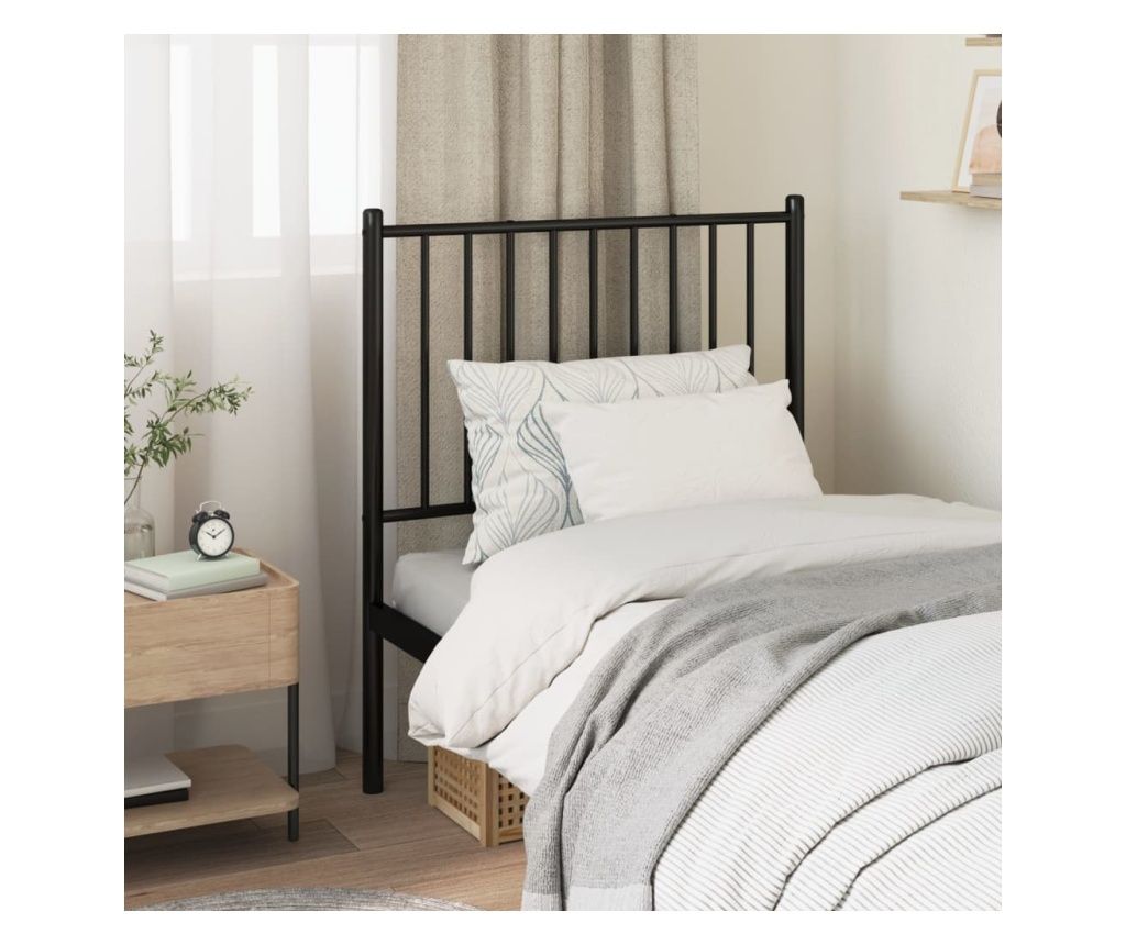 Metal Bed Headboard, Black, 84.5x3x90 cm