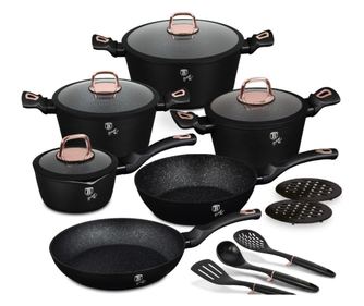 15dílná sada nádobí Black Rose Berlinger Haus BH 8234, nepřilnavá, titan