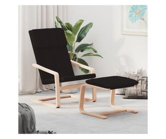 Sedež za sprostitev s taburejem, črn, tekstil