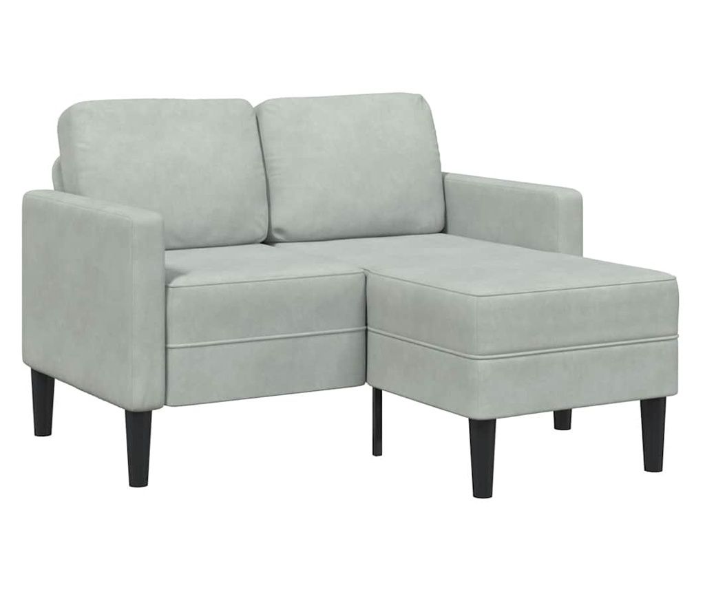 Canapea cu 2 locuri cu șezlong în formă de L gri deschis 125 cm