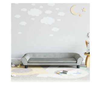 Dětská pohovka, světle šedá, 100x50x26 cm, samet