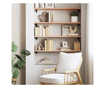 Stenska polica, 80x30x2 cm, neobdelan masiven hrastov les