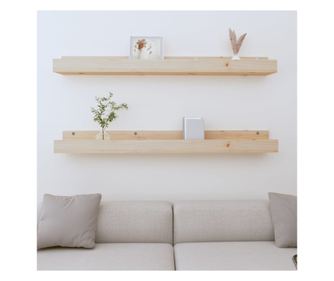 Ράφια τοίχου, 2 τεμ., 110x12x9 εκ., Μασίφ ξύλο πεύκου