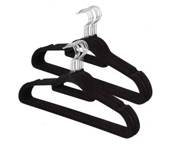 Set 20 umerase pentru haine DEPOX®, Catifea, Antiderapant, Negru