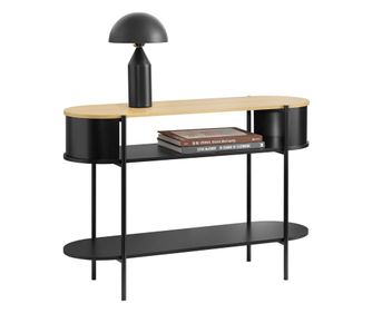 Sobuy konzola za ulaznice od laganog drveta i crnog metala, moderna ulazna policama s industrijskim stilom - idealna za hodnik,