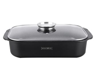 Pekač za peko v pečici Royalty Line RL-ACR34 s toplotno odpornim pokrovom, 6,5 l, marmoriran, črne barve