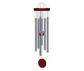 Clopotel de vant cu 6 tuburi sonore metalice pentru casa sau gradina, model Feng-Shui, argintiu