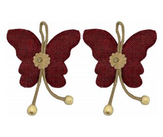 Set cordon de strangere Pufo Butterfly pentru draperie sau perdea cu magnet, 2 buc, rosu