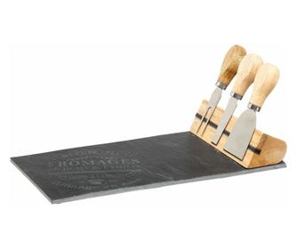 3 db-os sajtks kszlet + tlaltlca, Secret de Gourmet, Rozsdamentes acl/K/Fa, Fekete