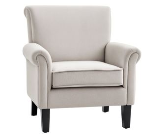 Фотьойл в скандинавски стил, тапициран дървен и полиестерен фотьойл, 79x78x87 см, сив