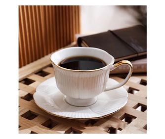 Set Ceasca si Farfurie din Portelan, CHELSEA, 200 ml Alb