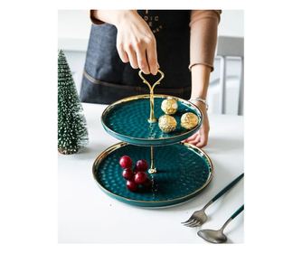 Platou Portelan Supraetajat pentru Candy Bar, 2 niveluri Verde