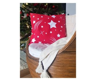 Декоративна калъфка за възглавница Kotonia Home Stars - 50x50 см, 100% памук, червена с коледни мотиви